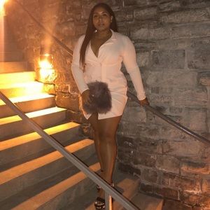 Grey Faux Fur Clutch Bag